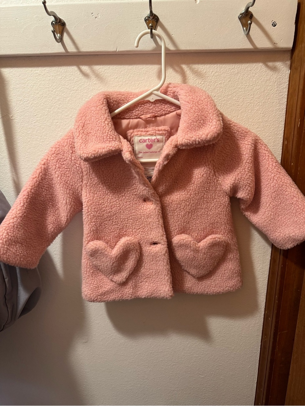 Carter's Soft Pink Sherpa Heart-Pocket Toddler Jacket